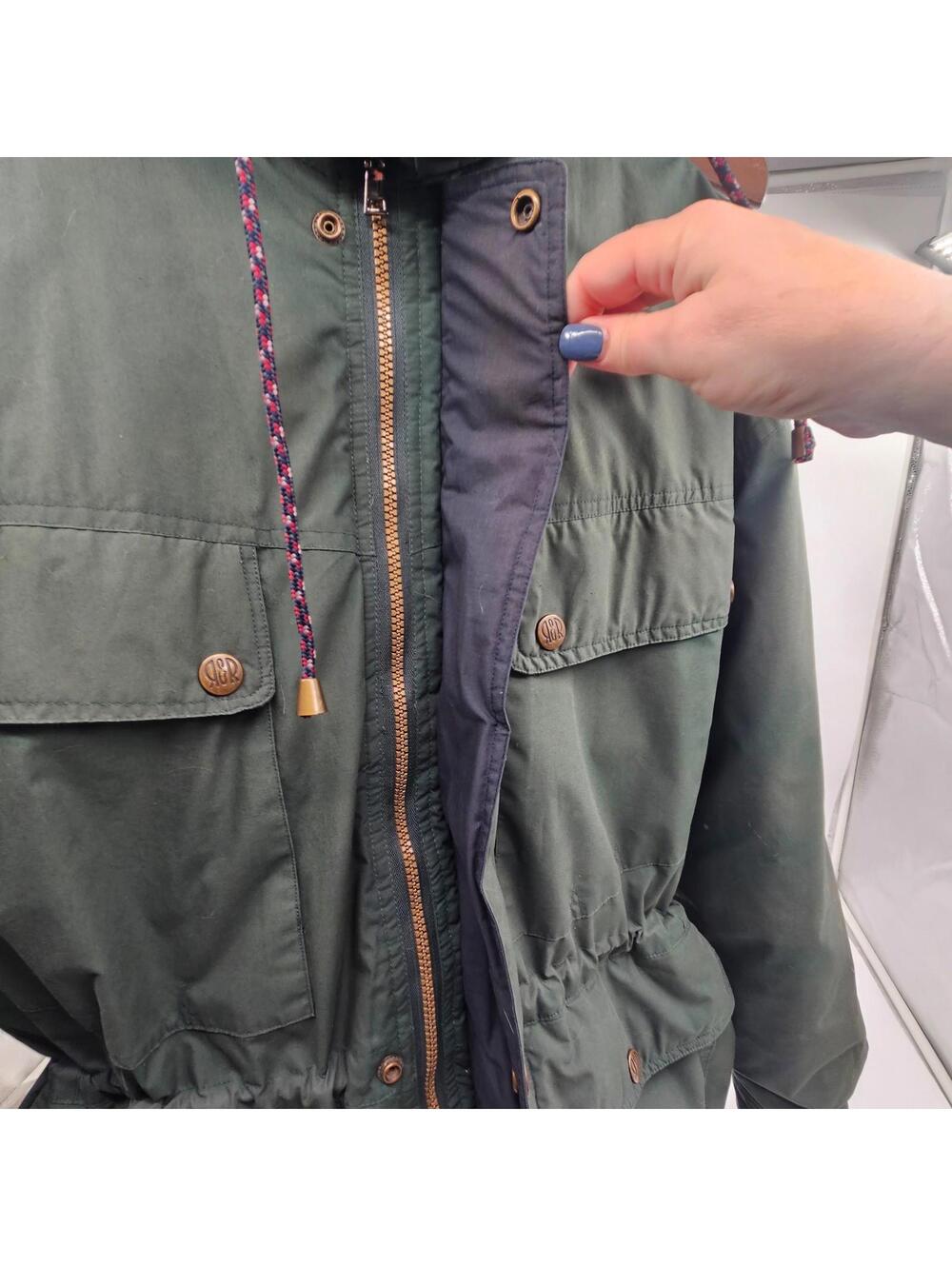 Vintage Rest & Relaxation Down Parka Army Green Hooded Coat Canada L - Picture 8 of 9